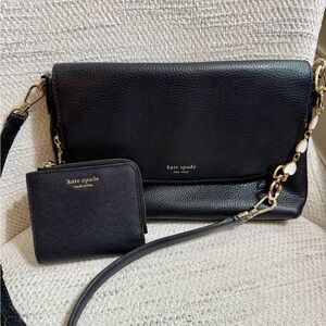 kate spade Black Pebbled Leather Crossbody with Matching Wallet